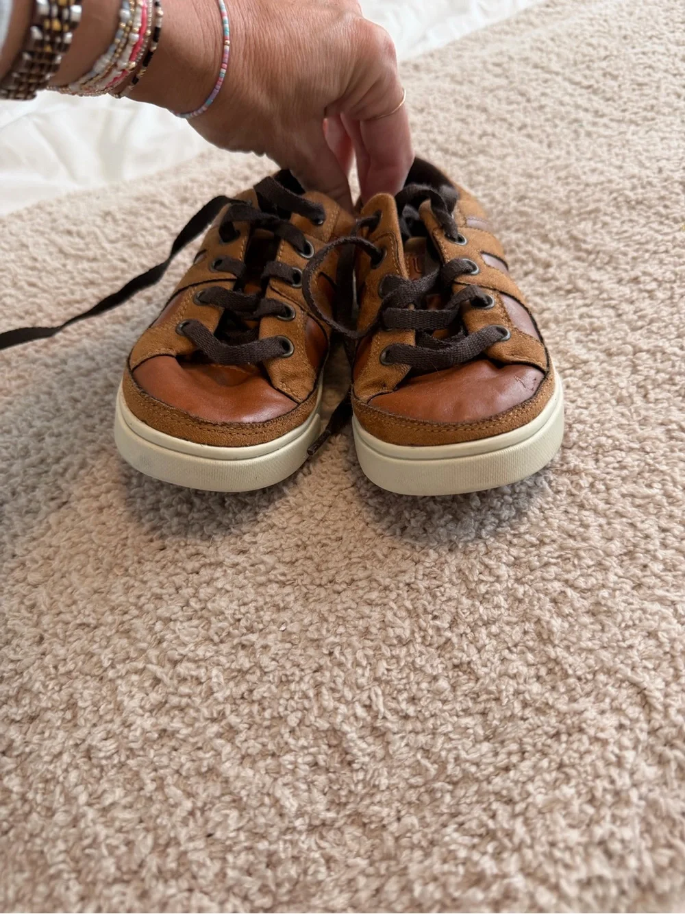 UGG Kids Brown Leather & Suede Low-Top Sneakers